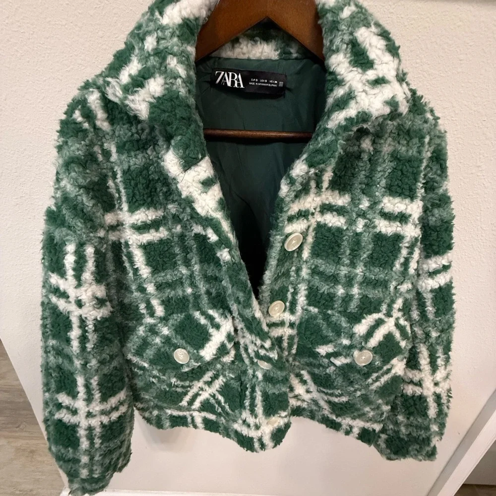 Zara Green and White Plaid Jacket - Picture 1 of 3